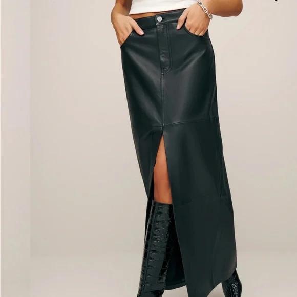 Reformation Leather Maxi Skirt NWT